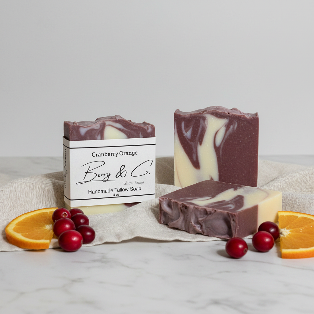 Cranberry Orange Handmade Tallow Soap by Berry & Co.