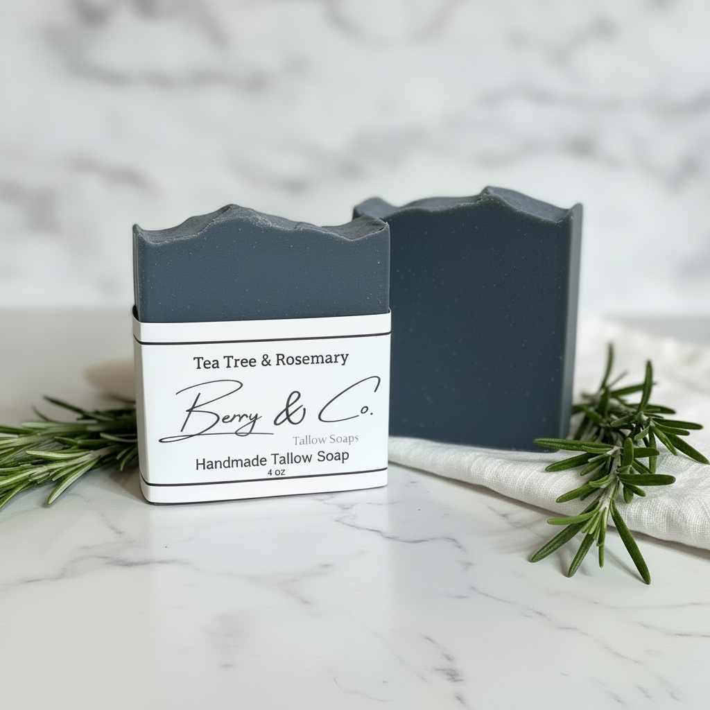 Tea Tree & Rosemary Handmade Tallow Soap by Berry & Co.